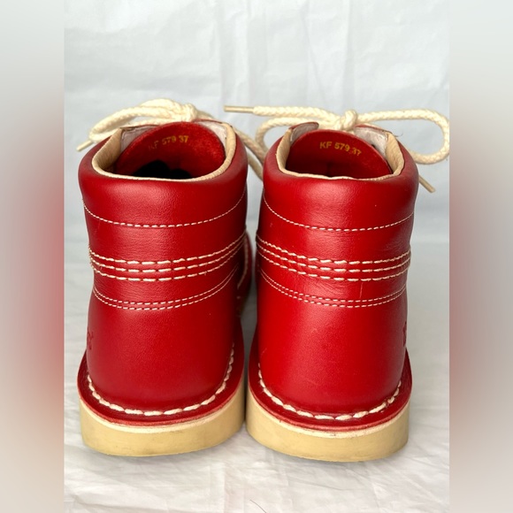 KICKERS Ankle Boots UK 4 Kick-Hi Red Leather with Box/90s/Mod/80s/Casual/Classic - Picture 7 of 14
